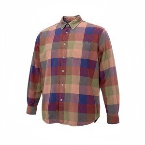 Bob Timberlake Check Colorblock Heavy Cotton Flannel Long Sleeve Shirt Size XL